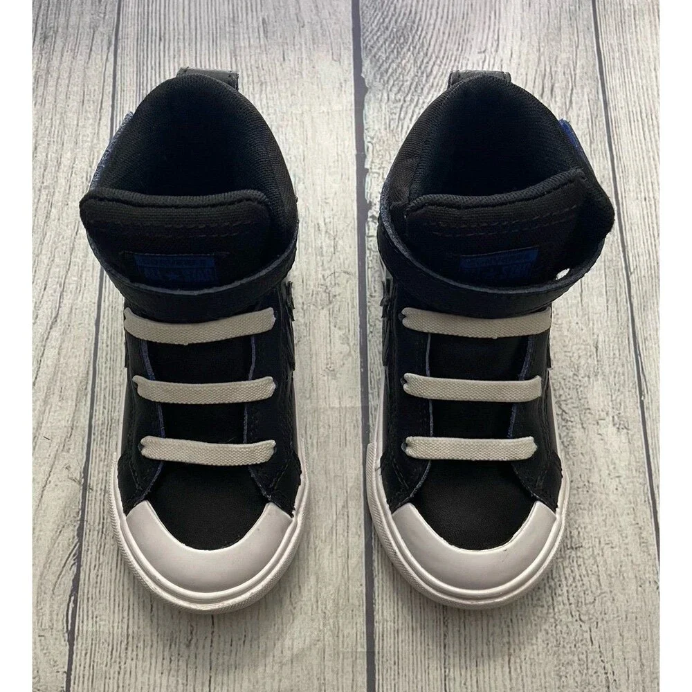 Black Leather Converse All Stars Little Boy Toddler Shoes, Size 9